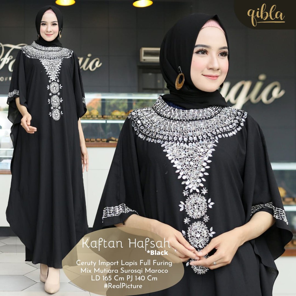 RHS ~ kaftan hafsah gamis kaftan premium bahan ceruty babydoll ori solo by qibla hijab