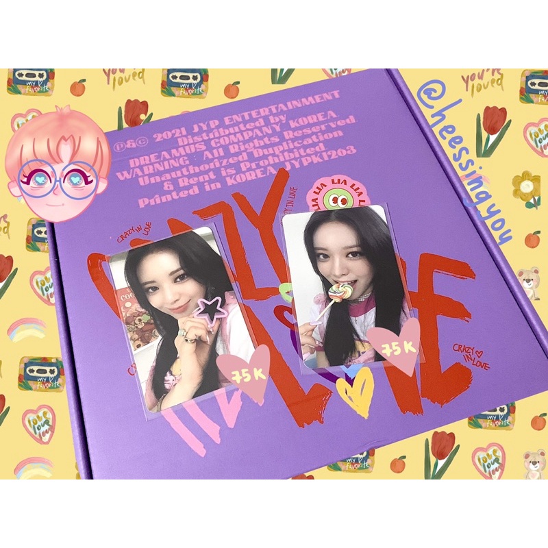 ITZY crazy in love yuna photocard & standee , ryujin polaroid, 1 set foto member