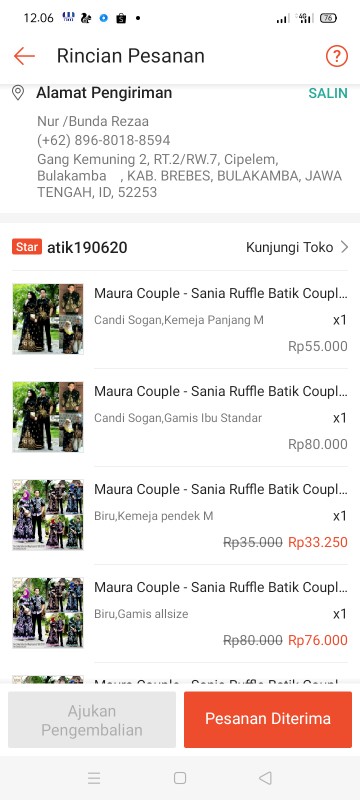 Maura Couple - Sania Ruffle Batik Couple Ori Ndoro Jowi Dnt Garansi - Motif Candi Sogan - M L Xl Xxl