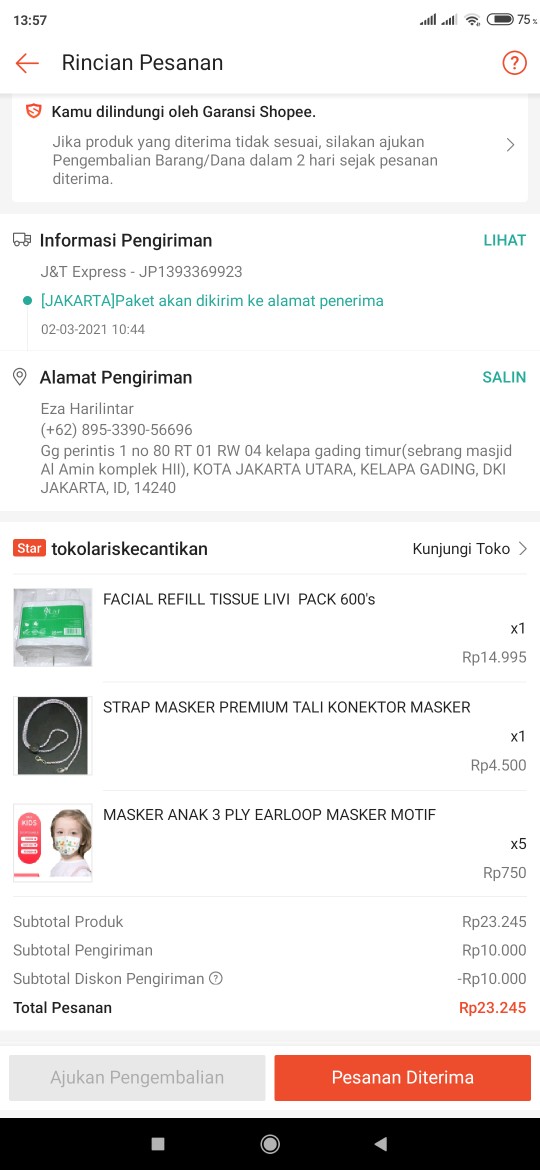 Masker Anak 3 Ply Earloop Masker Motif