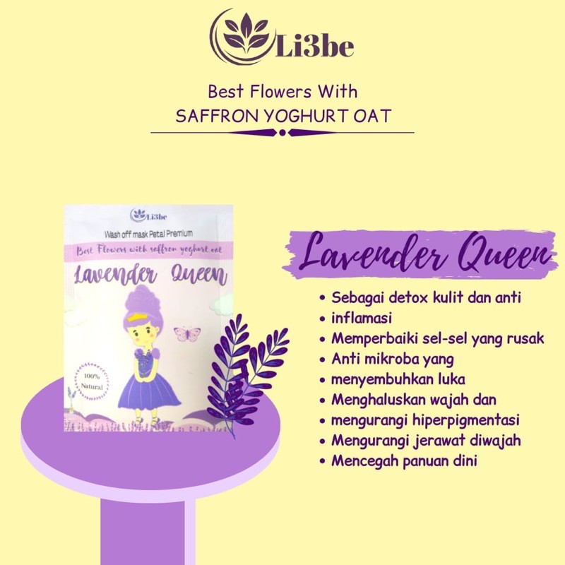 (DIST.RESMI)✅ Li3BE MASK PETAL FLOWER SAFFRON YOGHURT OAT (Free spatula)