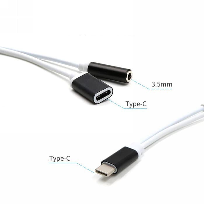 USB Type-C To 3.5mm Jack Audio Splitter Converter Adapter Cable