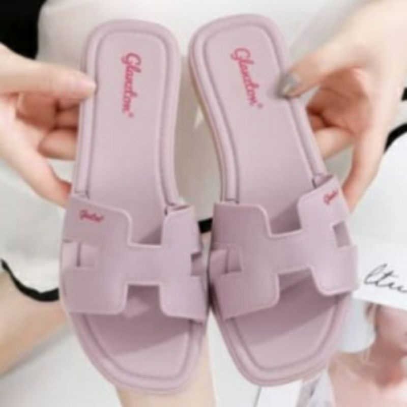 Sandal Glanzton 1838 Wanita Karet Jelly Import Sendal L1838 Glanston Glaston Flat Cewek Perempuan Selop Slop Murah Kekinian Kokop Slip1838-QPS L1838JPS L1838VPS L1838YPS Sun-FIRLY Impor Alice Import Cantik Casual Kasual Polos Model H Original 37-41-Purple