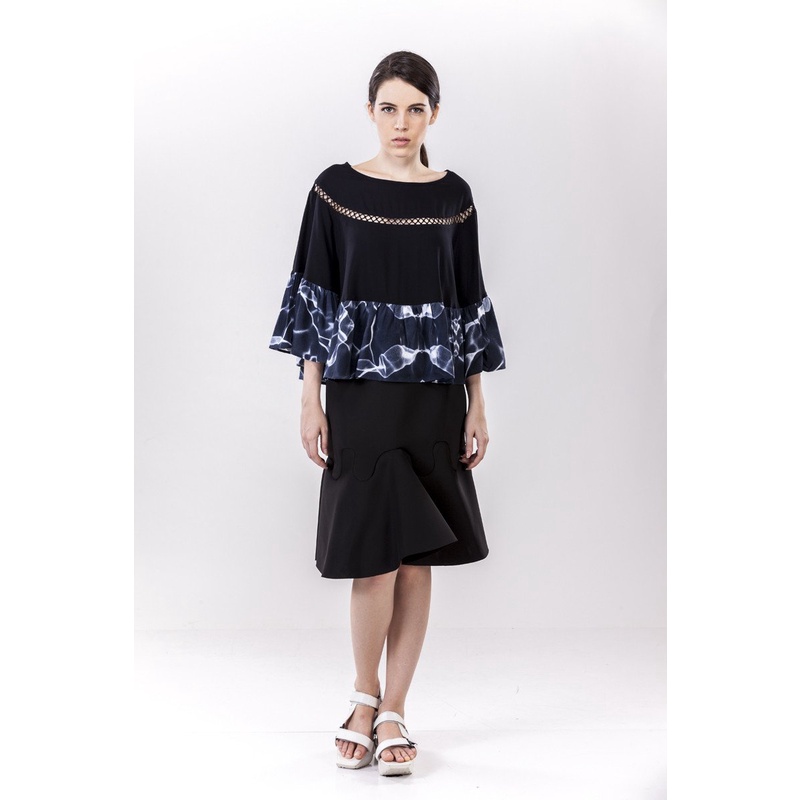 alexalexa Rok Hitam Pendek Wave Skirt