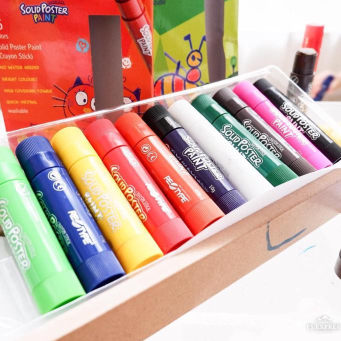 

(COD) Retype 12pcs solid poster paint crayon Oil Based Aman Anak Kids safe