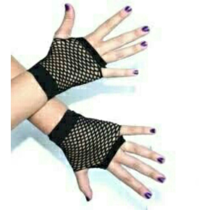 jala tangan pendek fingerless fishnet gloves parties vintage style