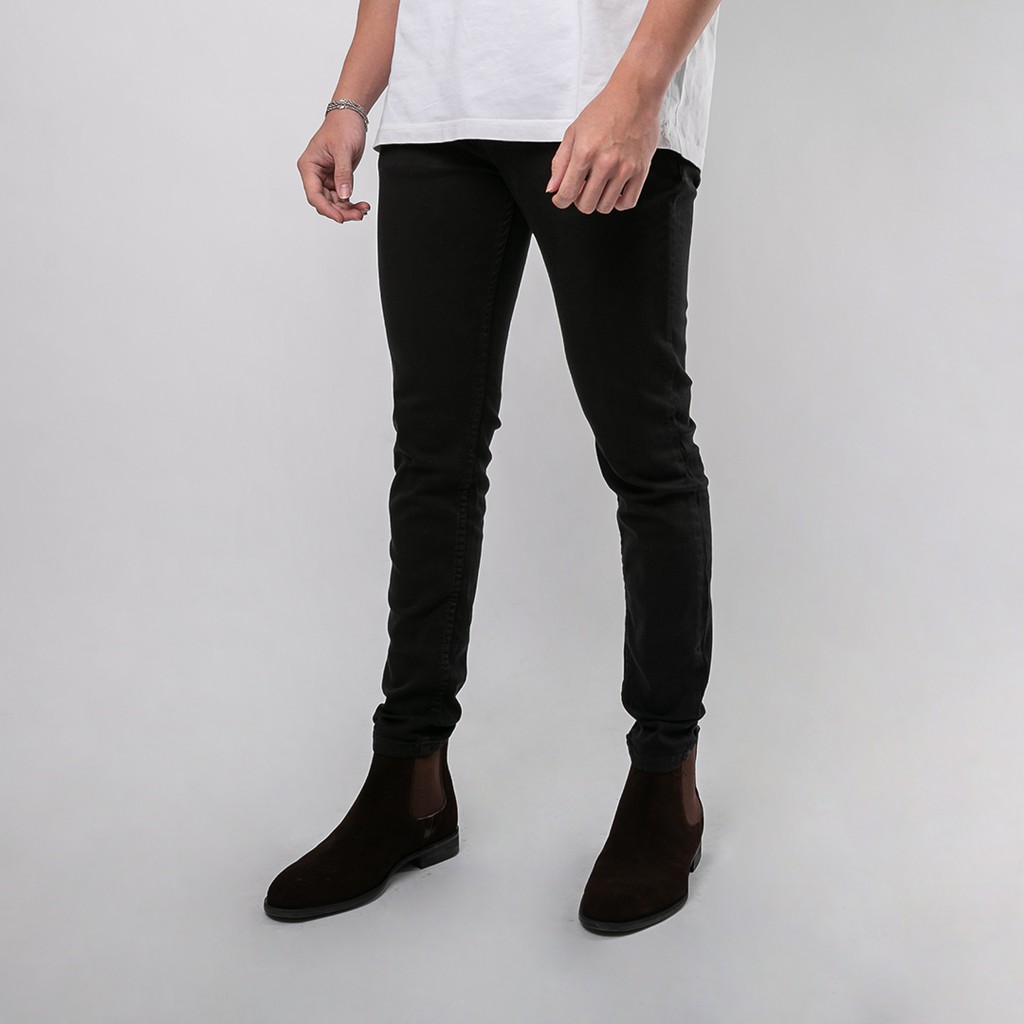 Celana Skinny Fit Jeans Pria Bahan Soft Stretch Denim Warna Hitam  (UJ - 02)