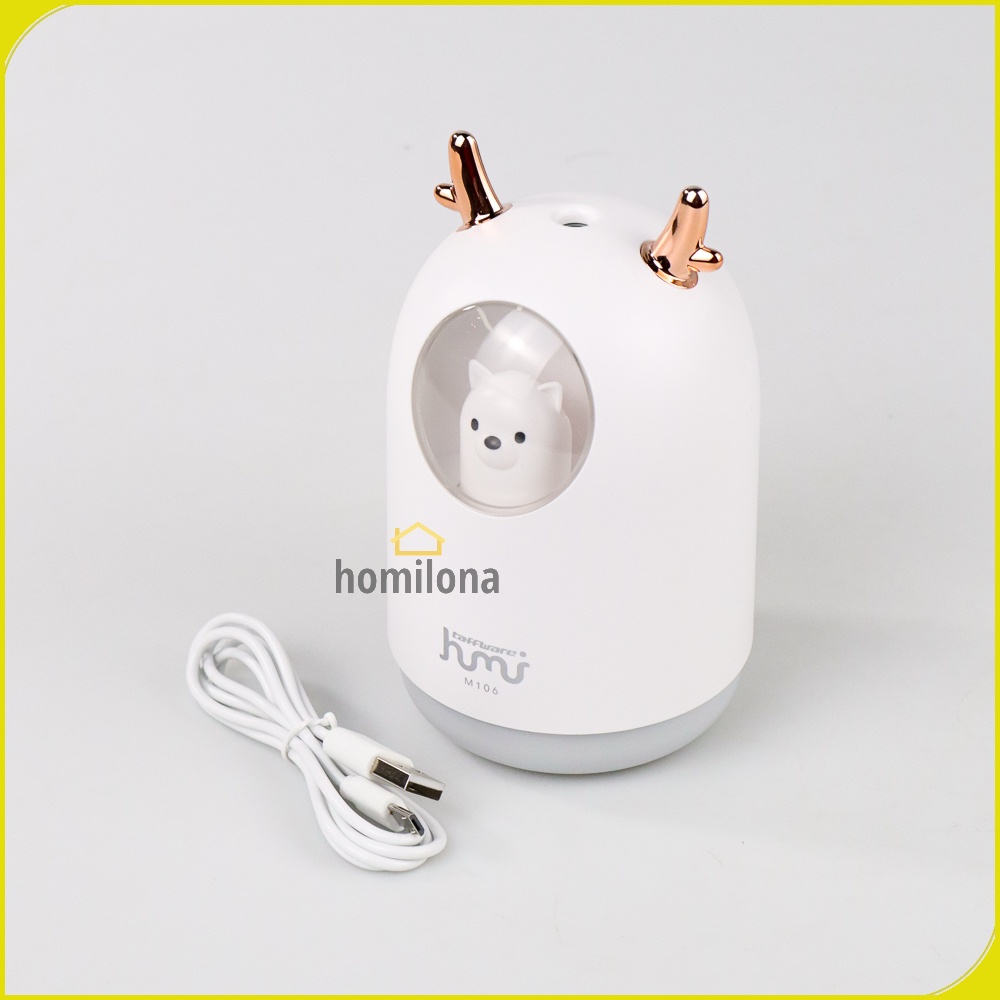 Air Humidifier Ultrasonic Aromatherapy Oil Diffuser RGB Pet Design 300ml Taffware Humi M106 White Pink