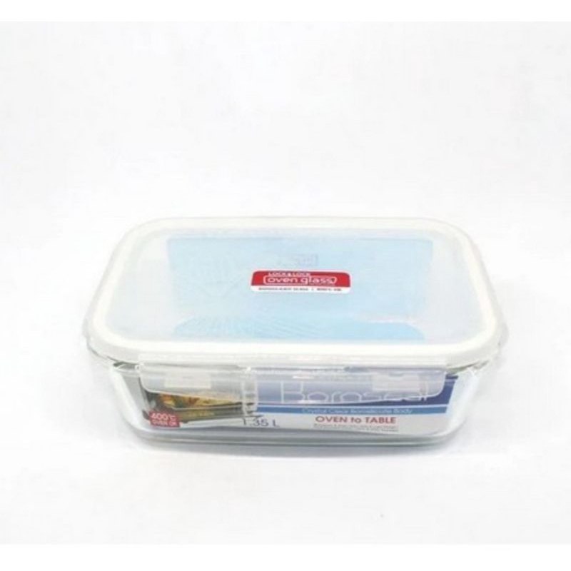 LLG448 - Lock&amp;lock Rectangular Glass Containern1.35Liter/Tempat Makan Kotak bahan Glass 1.35Liter