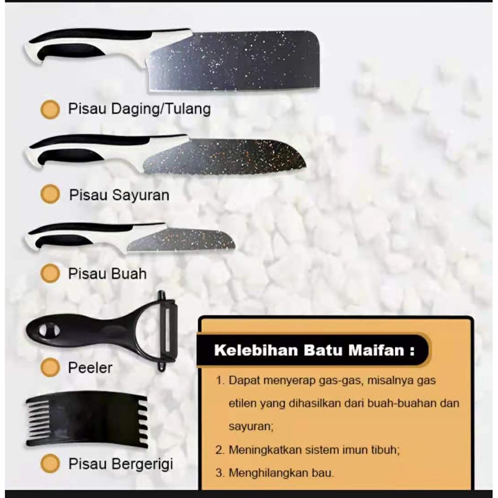 (COD) SET PISAU/SET PISAU MURAH/SET PISAU BATU MAIFAN/SET PISAU DAPUR SERBAGUNA COD (L3)