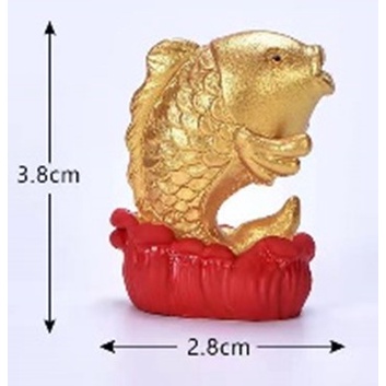 Cake Toper Figure Topper Miniatur Hiasan Kue Imlek Ikan Hoki Gold Emas