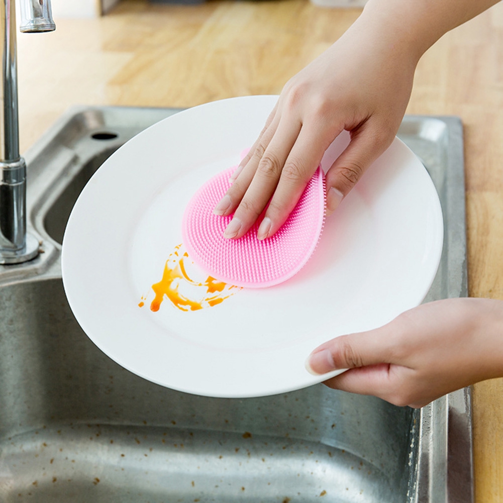 Sikat Spons Pembersih Piring Bahan Silikon Anti Bakteri Anti Panas Untuk Alat Dapur