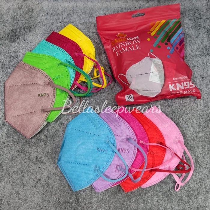 KN95 CAREION RAINBOW MIX 10PC - MASKER KN95 CAREION 5PLY SUDAH MIX WARNA KEMENKES