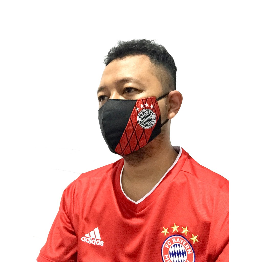 Masker Bordir Bola Munchen Kain Katun 3 Ply