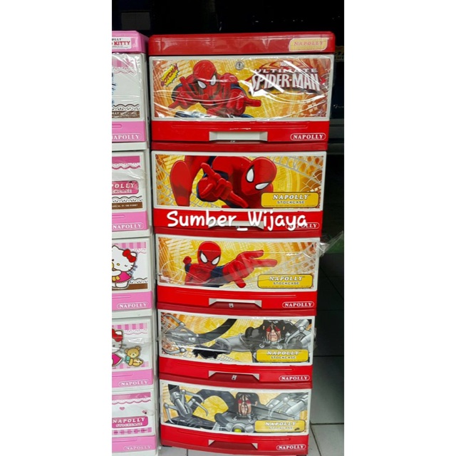 Lemari Laci Plastik Napolly Susun 5 - Spiderman SFC2 5000 SPGC