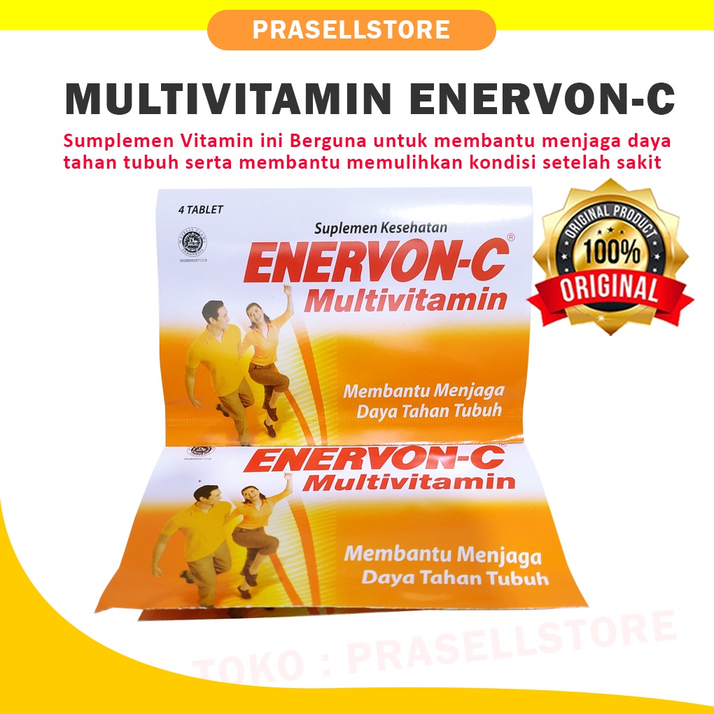 ORIGINAL!!! ENERVON-C Multivitamin 500mg Vitamin C - isi 1 Strip 4 Tablet