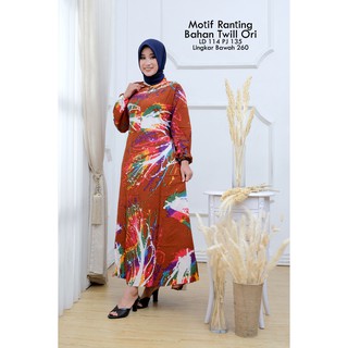  Gamis  Batik  Abstrak pelangi jumputan  motif ranting 