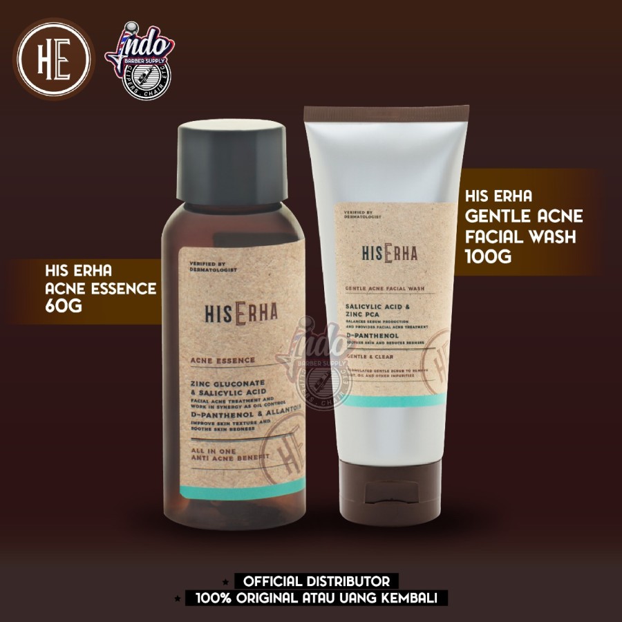 Paket sabun wajah Jerawat HIS ERHA Acne Facial Wash + Acne Essence