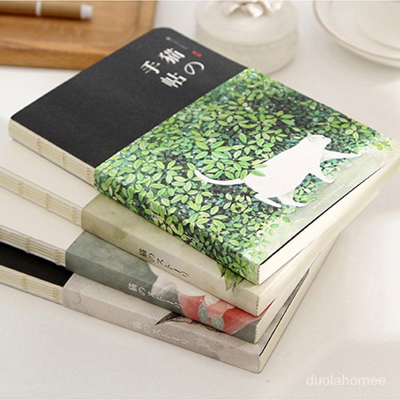 

AGOEE-New Blank Vintage Sketchbook Diary Drawing Painting Cute Cat Notebook Paper Sketch Book Office Schoo
