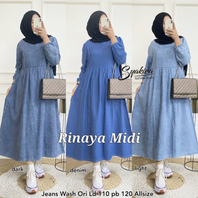 ⟨READY STOCK⟩ RINAYA MIDI JEANS WASH ORI KANCING BELAKANG