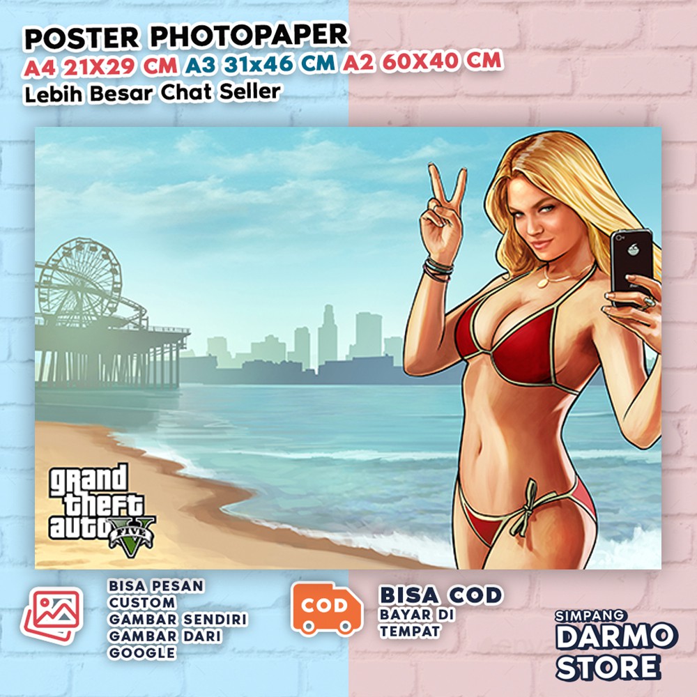 Poster GTA Grand Theft Auto V Trevor Michael Franklin Hiasan Dinding Gaming Aesthetic Game GTAV-27