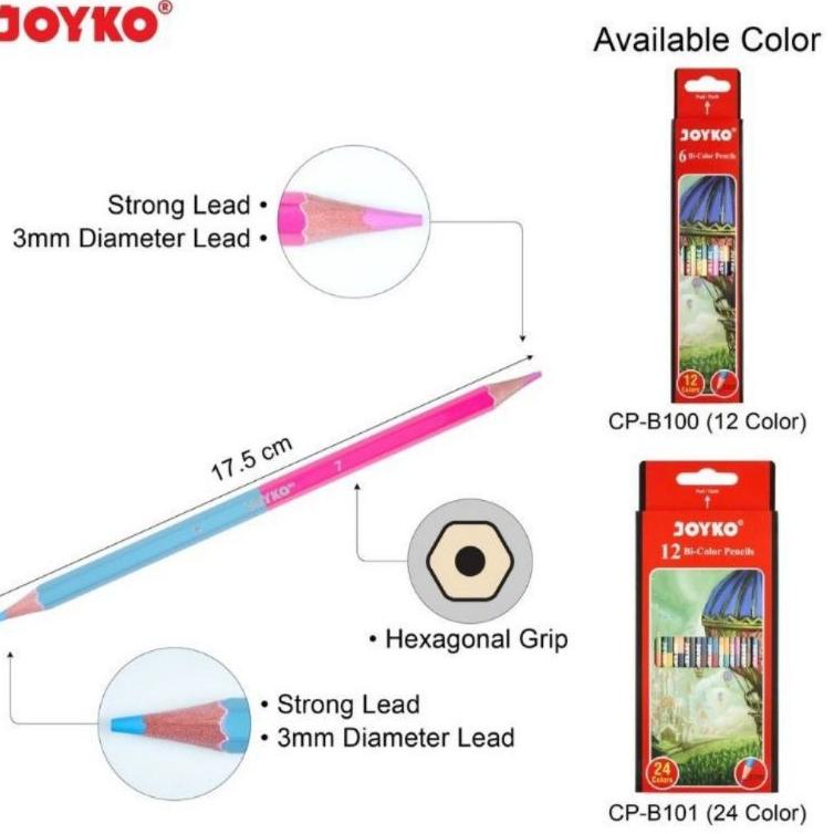

(Q9Q7) ☆ Joyko Bi- Isi 6 Color Pencil duo color 2 warna //Produk@nyaman