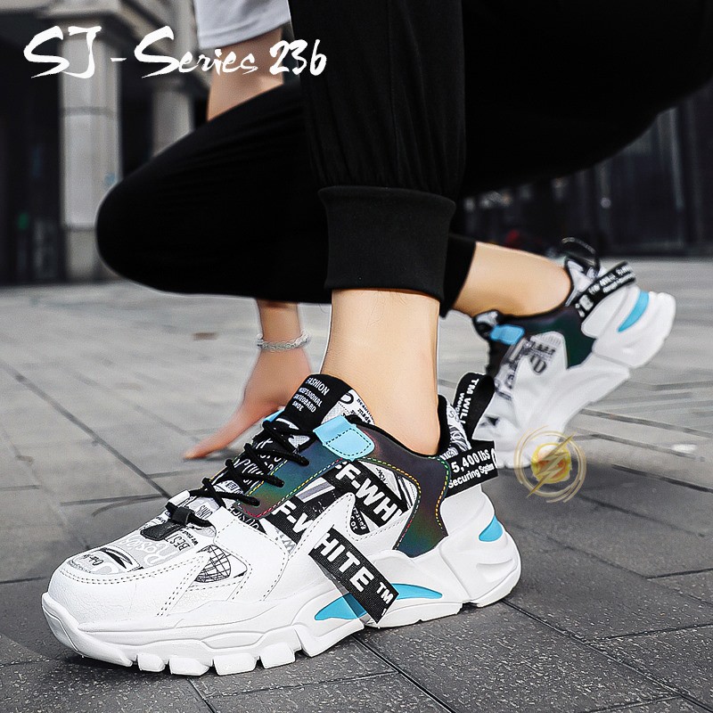 [OOS] (FREE BOX &amp; KAOS KAKI) Sepatu Sneakers Fashion Pria - Sepatu Casual Hangout Trendy Kualitas Super Premium-236-Blue