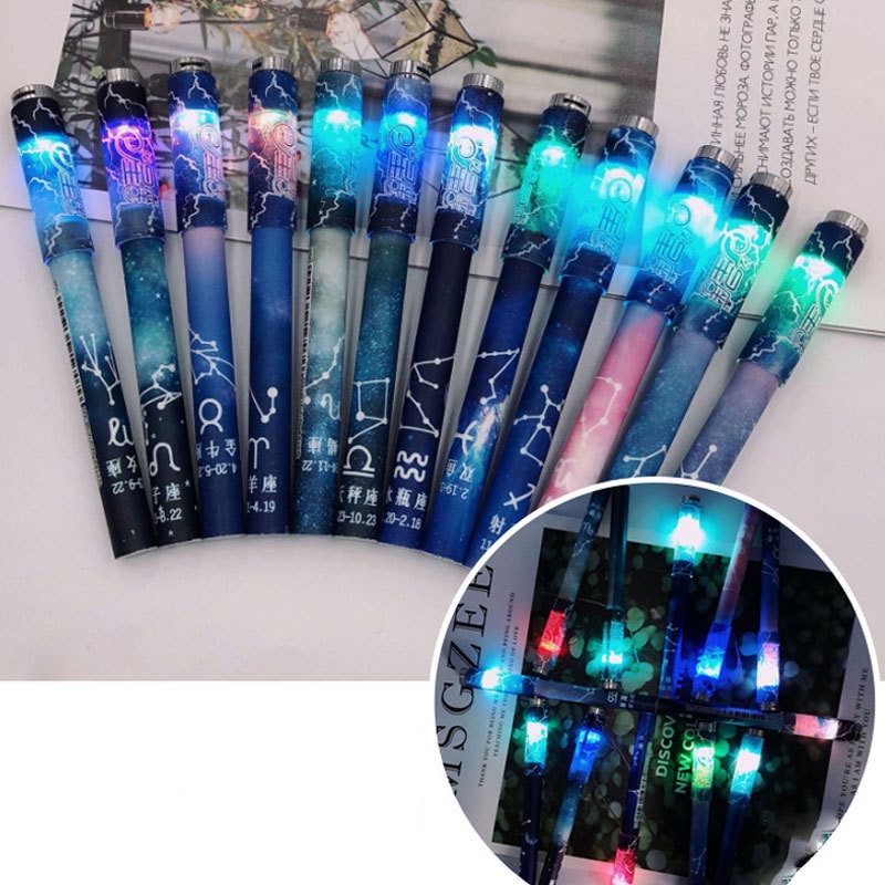 Pulpen Flash Warna-Warni LED Pena Berputar Genggam Keren Mainan Belajar Universal Puzzle Game Pena Dinamis