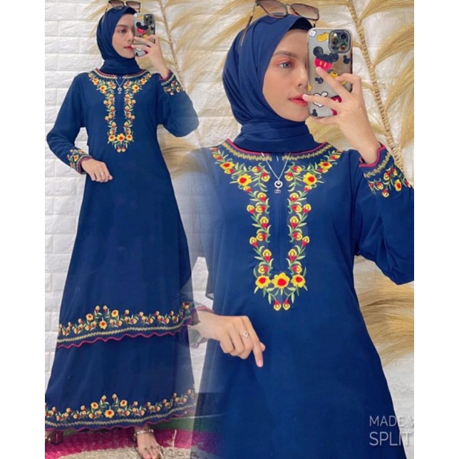 GAMIS MELAYU BORDIR RUSSELIA | GAMIS MALAYSIA CERUTY BABYDOLL Full Furing