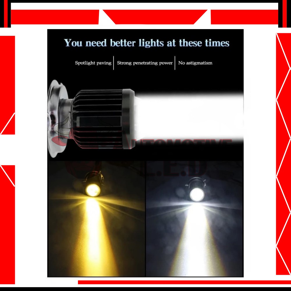 LAMPU UTAMA MOTOR H4 LED LASER 2 WARNA HI / LOO 18 WATT | BOHLAM LED H4 | LAMPU MOTOR H4 LED LASER-1