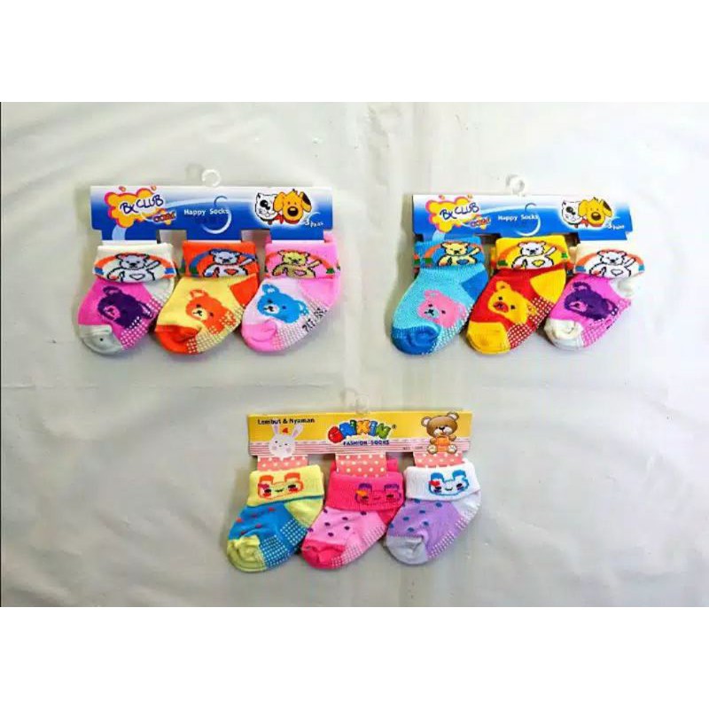 kaos kaki bayi 3pcs umur kisarn 0-6 bulan/6- 24bulan