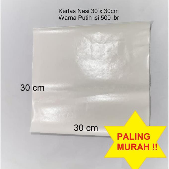 

BERAS- KERTAS BUNGKUS NASI KFC 30 X 30 CM WARNA PUTIH 500 LBR -UNGGULAN.