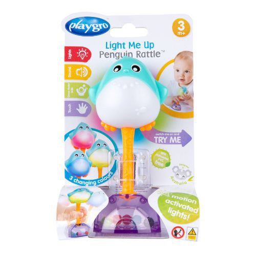 Playgro Baby Light Me Up Penguin Ratle - Mainan Anak Bayi