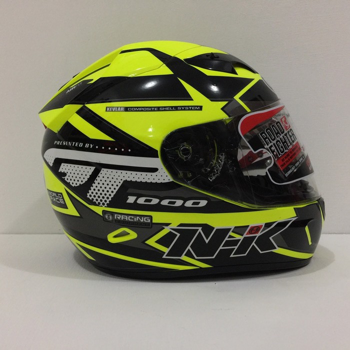 Good Product Helm NHK GP 1000 GP1000 Motif Star Yellow Fluorecent Silver Kuning Flo