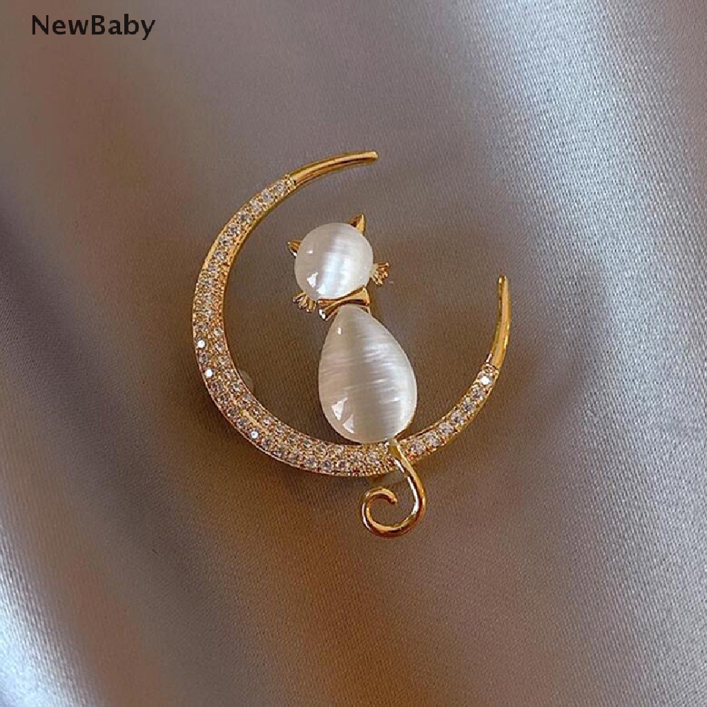 NewBaby Rhinestone Opal Cat Brooch for Women Baroque Trendy Elegant Brooch Pins Gifts ID