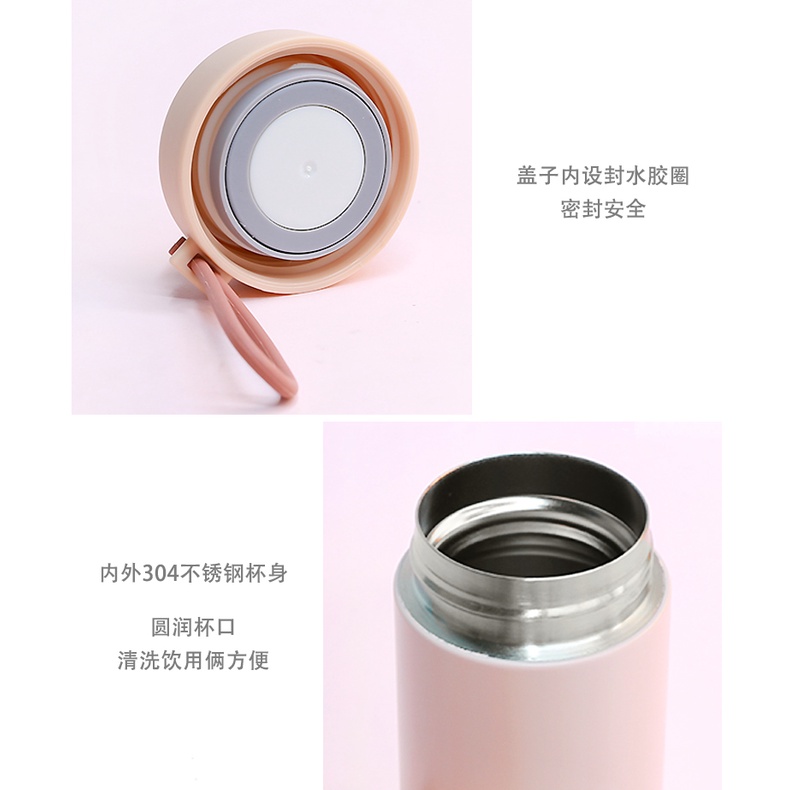 BVY Botol Minum Gelas Thermos Termos Air Panas Kopi Teh Susu Mini BPA Free Stainless Steel Portable Tumbler Lucu Anak Dewasa Aestethic Cute Gift Bottle Mug Stainless Steel - 270ml