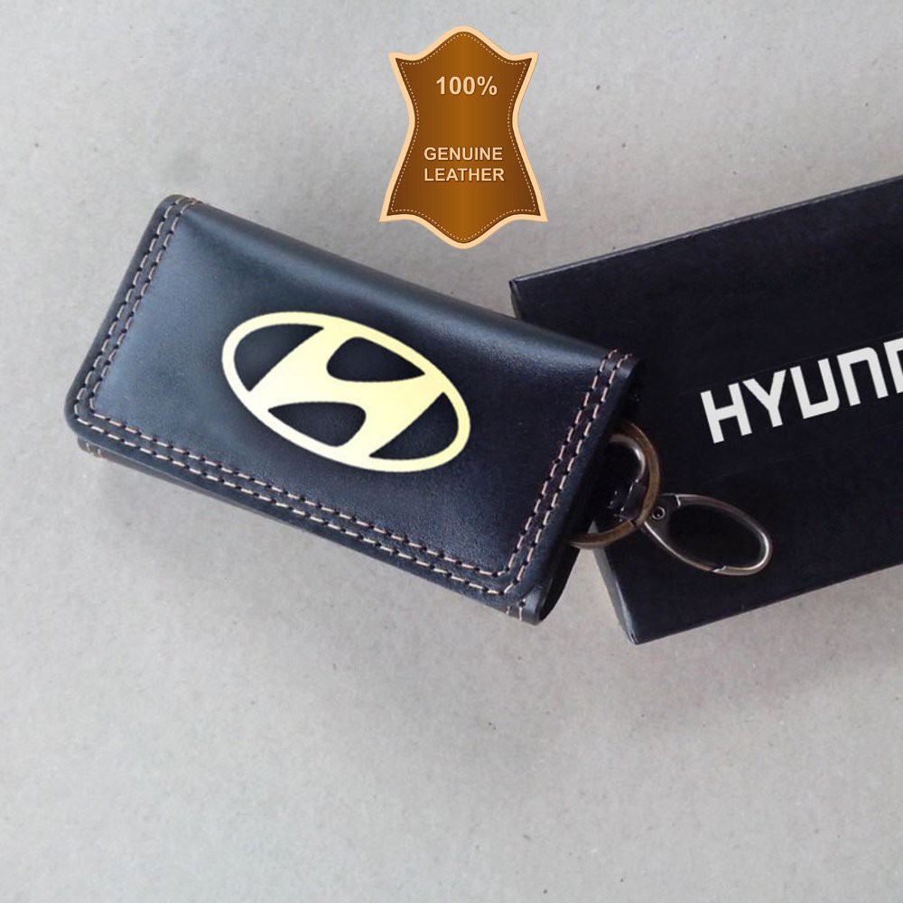 Dompet Kulit Gantungan Kunci STNK Mobil HYUNDAI Keychain KULIT ASLI