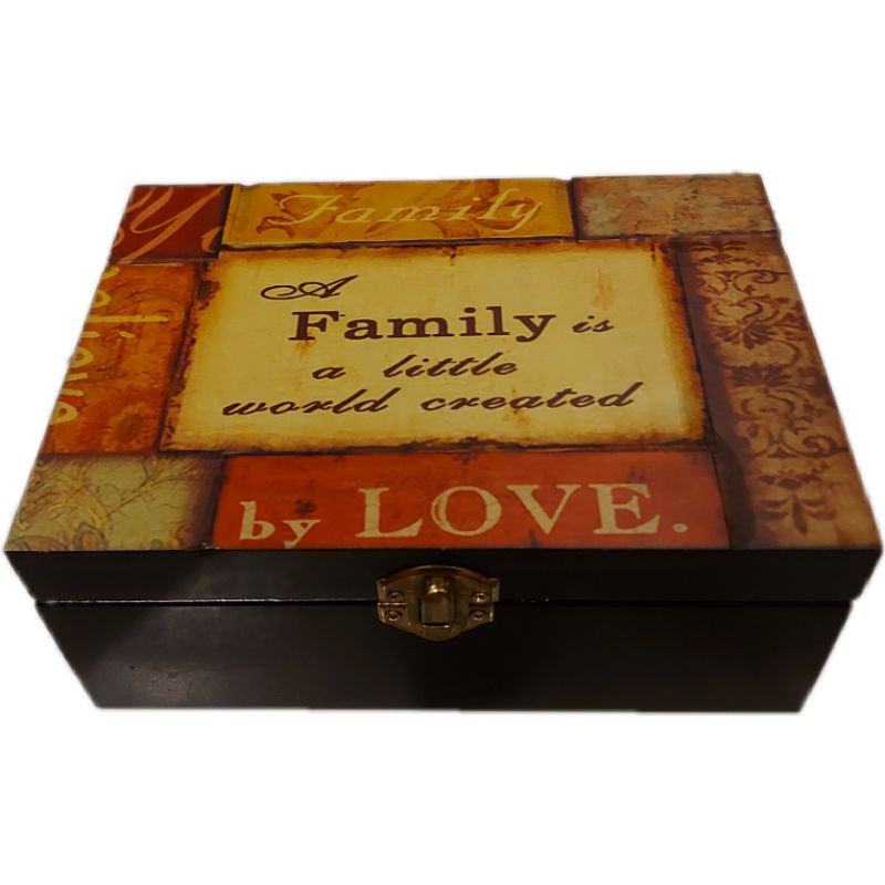 TEMPAT PENYIMPANAN KOTAK VINTAGE A FAMILY IS A LITTLE WORLD 19x8x13cm