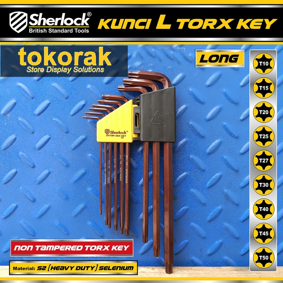 KUNCI L BINTANG HEXKEY LONG SET 9 PCS SHERLOCK - TORX KEY NON TAMPER