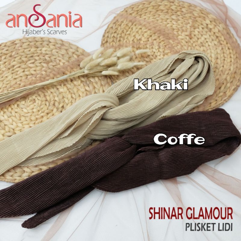 Jilbab Shinar Plisket Segi Empat Ansania-Khaki Shinar Plisket