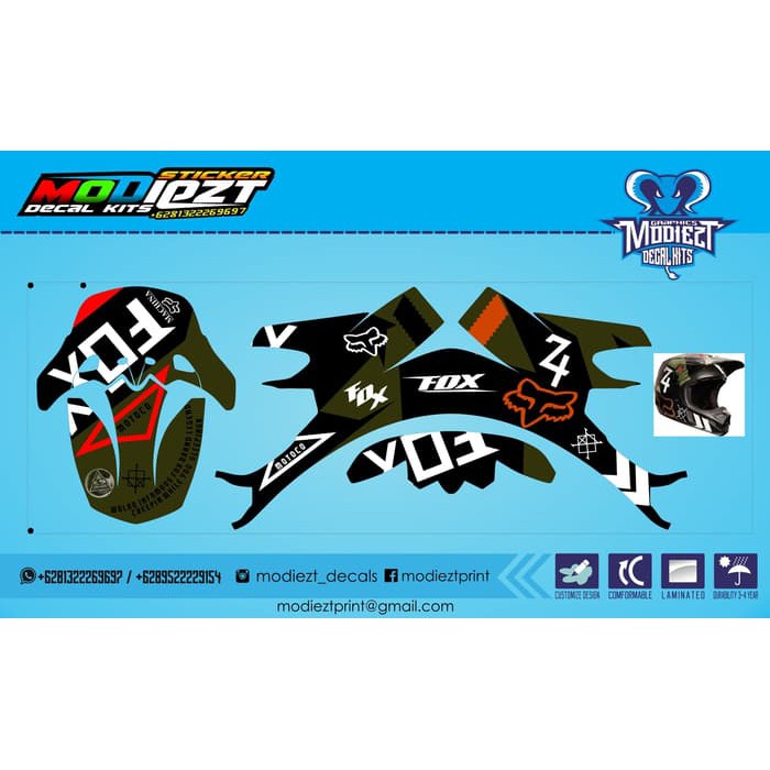 DECAL HELM KLX 150 FOX MACHINA BLACK
