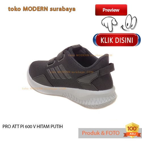 PRO ATT PI 600 V HITAM PUTIH sepatu sekolah anak perekat sneakers velcro