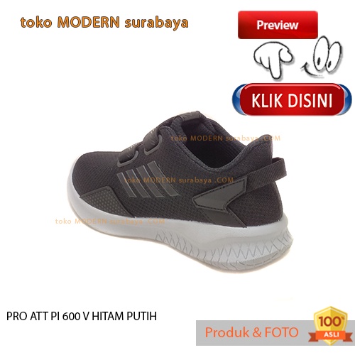 PRO ATT PI 600 V HITAM PUTIH sepatu sekolah anak perekat sneakers velcro