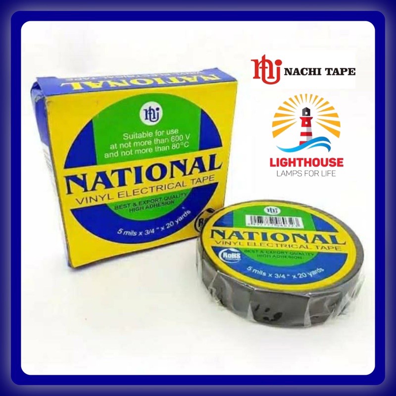 

National Isolasi Listrik Hitam 20 yards Nachi Tape