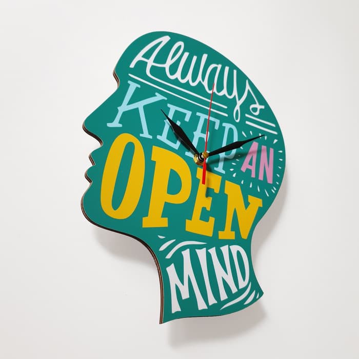 Jam Dinding Motivasi - Open Mind - Quartz sweep movement