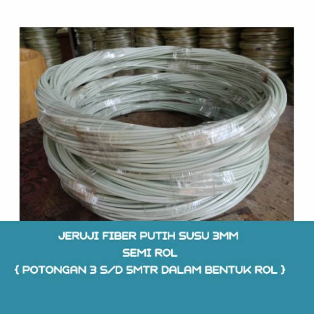 Jeruji fiber putih susu semi rol ( panjang 3 s/d 5mtr dalam bentuk rol)