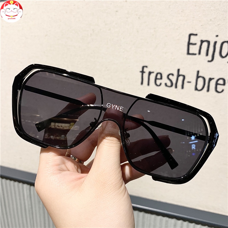 Letter Eyewear Feng Sunglasses Personality Rectangular Anti-light Blue One Piece Ins Face Fresh Frame Big Sunglasses Water