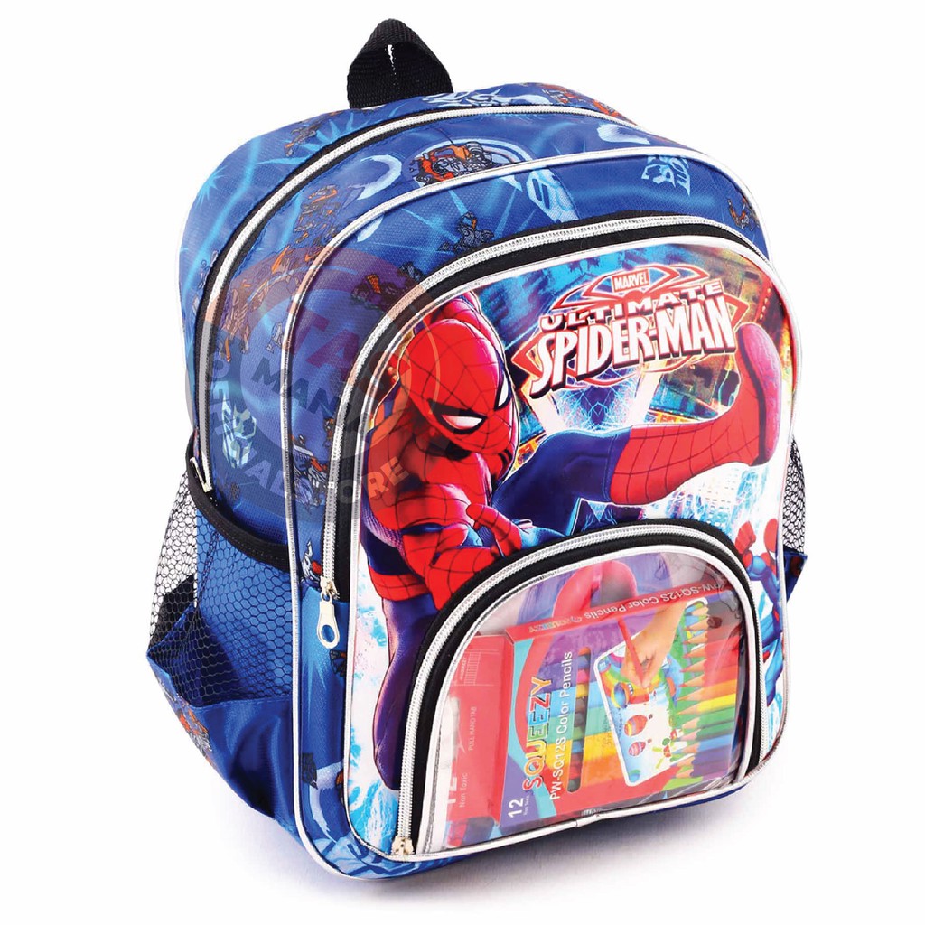 PTS -Tas Anak Cowo / Laki Laki Karakter / HULK Spiderman Boboiboy Avangers - CLEARLY BACKPACK + PENSIL WARNA