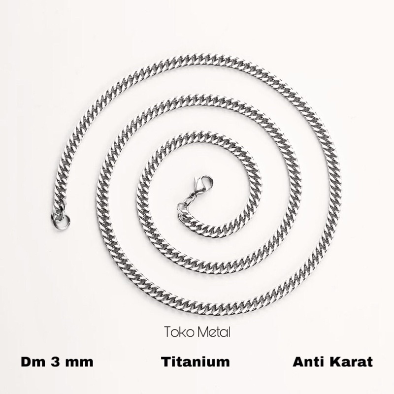 Kalung Titanium Rantia Pria Dan wanita 45 Cm 50 Cm 60 Cm[ Toko Metal ]