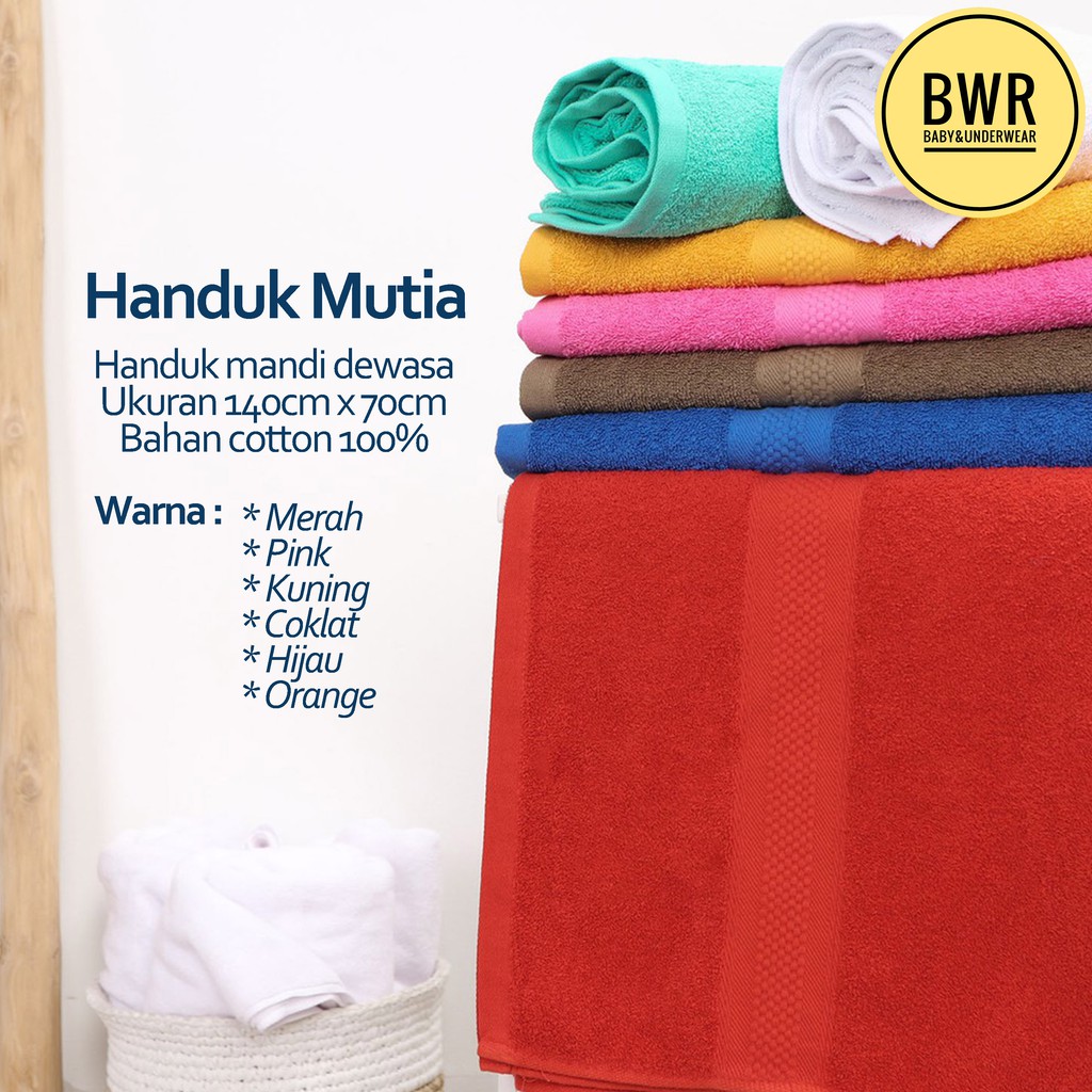 Handuk MUTIA JUMBO 140 x 70 | Handuk Mandi Dewasa Jumbo Cotton Lembut - Bwr